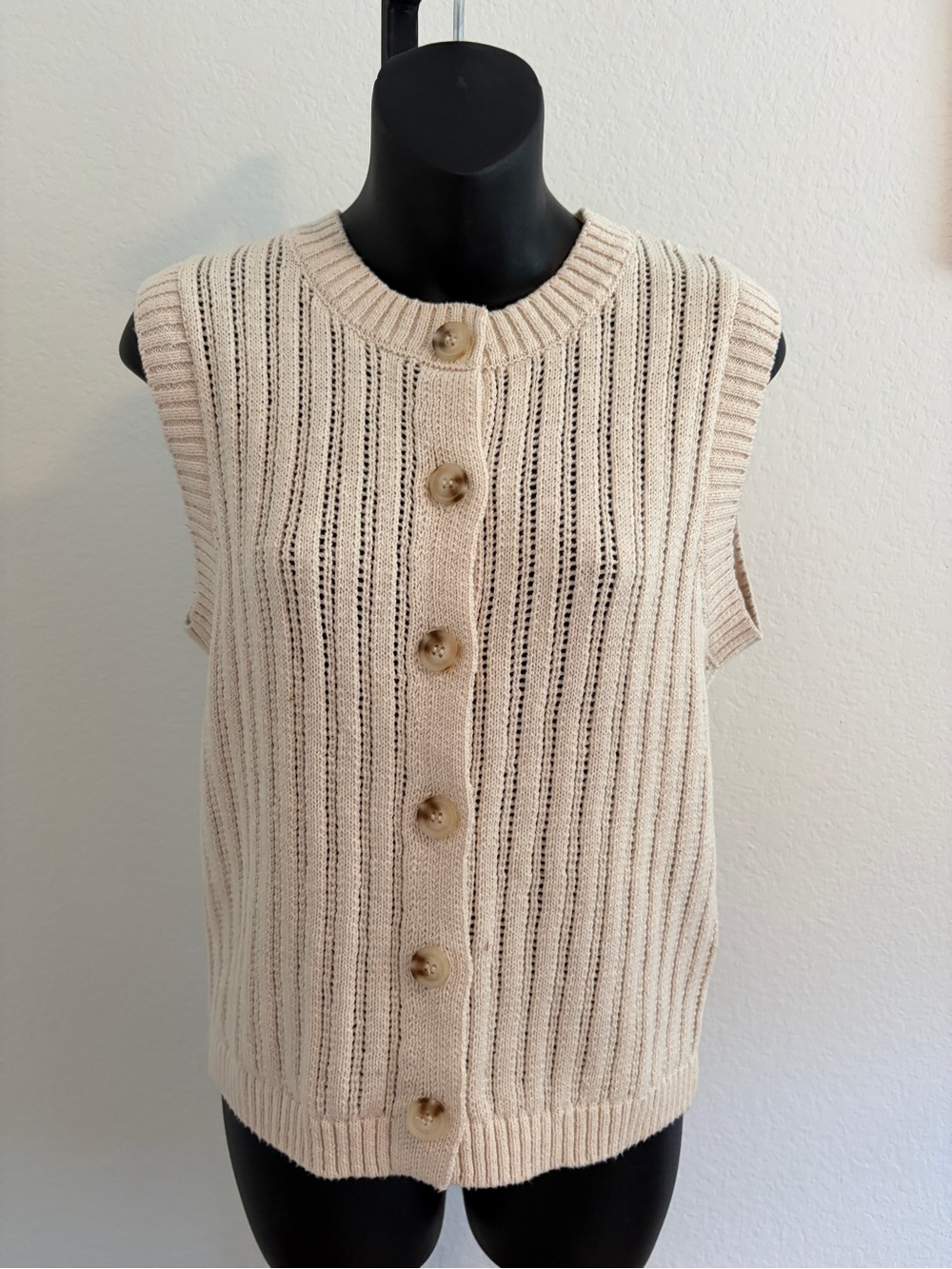 Sanctuary Button-Front Knit Sweater Vest, size S